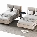 Modern single bed bedside table 3d model