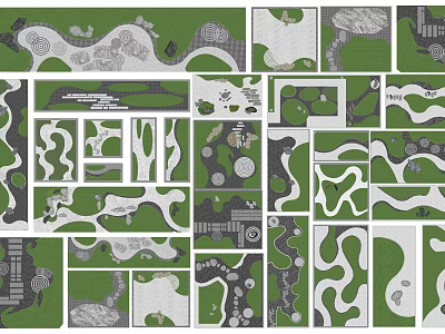Karesansui Dry Landscape Garden Design Layouts With Stones Sand Patterns And Zen Elements 3d model
