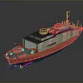 Vintage Red And White Cargo Ship With Superstructure And Deck Containers 3d model
