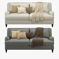 Beige And Gray Two Seater Sofa With Decorative Pillows And Cozy Blankets 3d model
