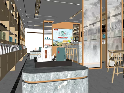 Specialty Store Interior With Modern Display Shelves Counter And Product Displays 3d model