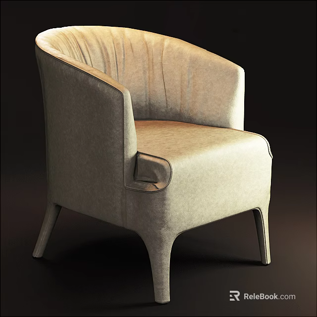 Stylish Beige Fabric Armchair With Curved Armrest And Elegant Leg Design For Living Room Decor 3d model 