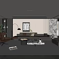 Modern Living Room Interior With Gray Sofa Brown Accent Chair And Marble Coffee Table