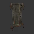 Vintage Old Wooden Cart With Worn Planks And Four Spoked Wheels