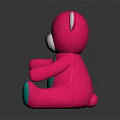 Pink and Turquoise Teddy Bear Doll Sitting on Black Background with Shiny Reflection