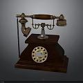 Vintage Electronic Telephone With Wooden Base And Rotary Dial Design