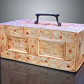 Decorative Wooden Storage Box with Intricate Carved Patterns and Black Handle