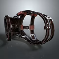 Detailed Dark Leather Frame With Metal Buckles Straps And Vintage Construction Design