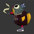 Cute Yellow Duck Wearing Frog Hat With Big Eyes Coat Backpack And Sneakers