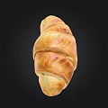 Golden Crispy Croissant on Black Background with Flaky Layers and Buttery Texture