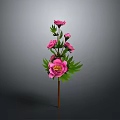 Elegant Pink Floral Arrangement With Green Leaves And Decorative Stem Design