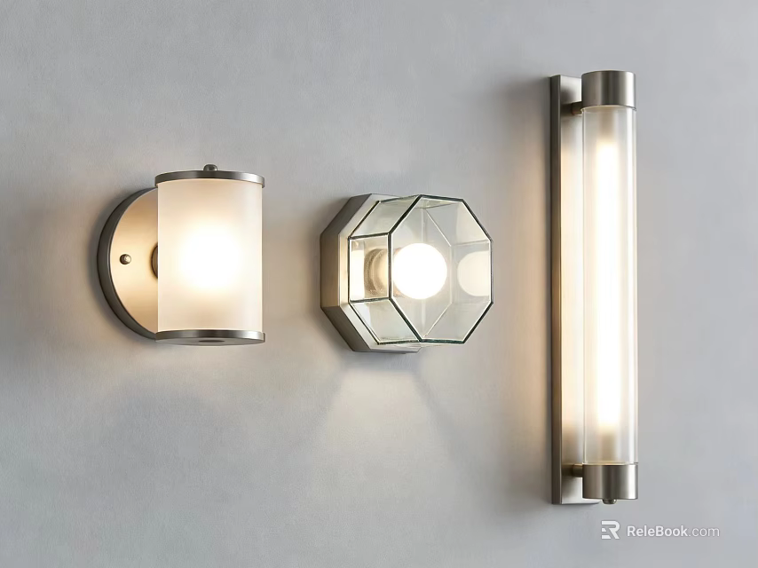 Modern Wall Lamps With Different Shapes Metal And Glass Soft Lighting 3d model 