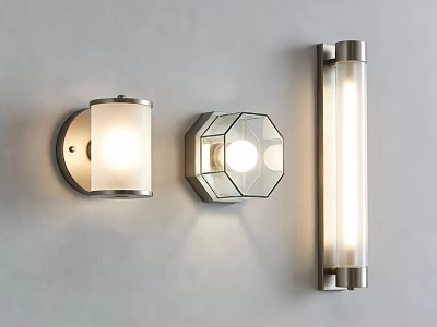 Modern Wall Lamps With Different Shapes Metal And Glass Soft Lighting 3d model