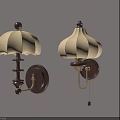 Elegant Wall Lamps With Beige Lampshades And Dark Brown Bases Mounted On Wall