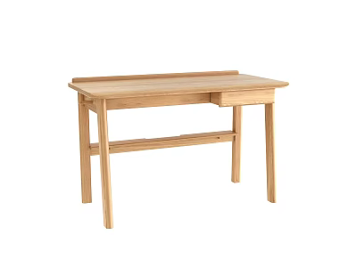 Natural Light Wood Modern Desk With Simple Design And Single Drawer 3d model