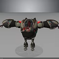 Mechanical Character 3D Model With Round Transparent Dome Mechanical Arms Red Green Buttons And Base 3d model