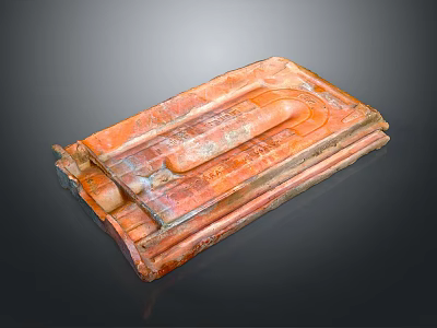 Ancient Red Architectural Brick With Carved Texture And Layered Structure 3d model