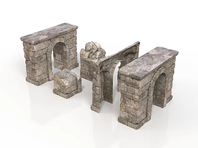 Ancient Stone Arch Structures With Medieval Construction And Stacked Stones 3d model