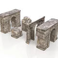 Ancient Stone Arch Structures With Medieval Construction And Stacked Stones 3d model