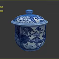 Blue And White Porcelain Lidded Jar With Traditional Floral Patterns For Daily Use