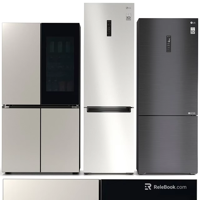Stylish Modern Kitchen Refrigerators In Silver Stainless Steel And Black Sleek Designs 3d model 