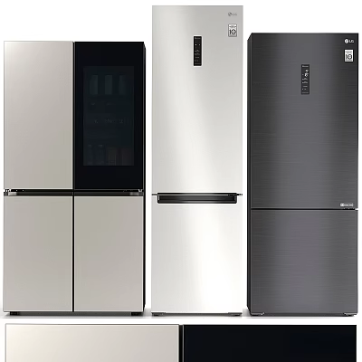 Stylish Modern Kitchen Refrigerators In Silver Stainless Steel And Black Sleek Designs 3d model