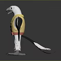 3D Eagle Model Wearing Yellow Vest Red Belt With Spread Wings 3d model