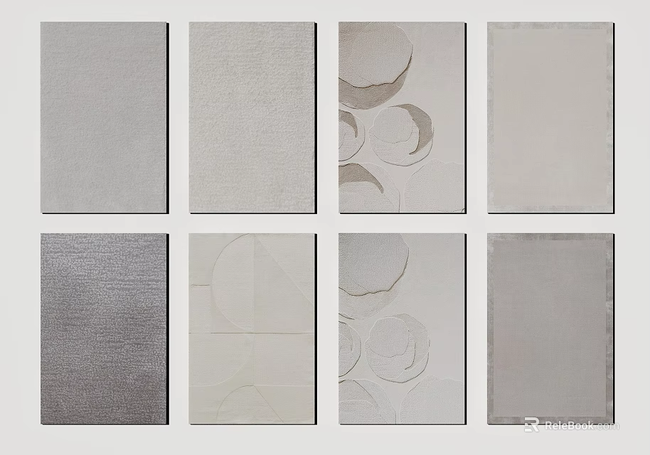Square Rugs In Neutral Tones With Various Textures 3d model 