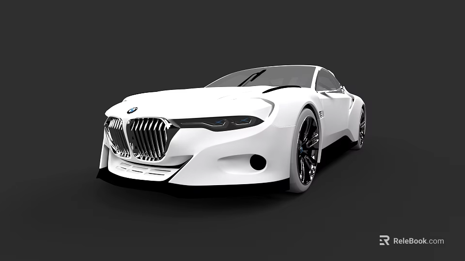 White BMW Concept Sports Car With Streamlined Body And Sleek Exterior Design 3d model 