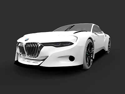 White BMW Concept Sports Car With Streamlined Body And Sleek Exterior Design 3d model