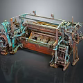 Old Fashioned Rustic Living Supplies Vintage Weaving Machine With Rusty Metal And Wooden Parts