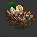 Delicious Ramen Bowl With Soft Boiled Eggs Meat And Green Onions In Red Broth