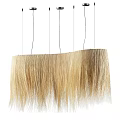 Natural Fiber Chandelier With Long Beige Strands For Modern Home Interior Decor