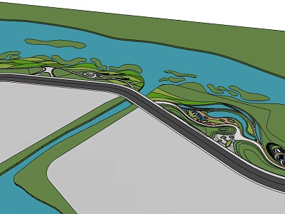Modern Park Waterfront Park Ecological Wetland Landscape 3d model