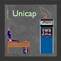 Indoor Gaming Corner With Neon Signs Arcade Machines And Wooden Table