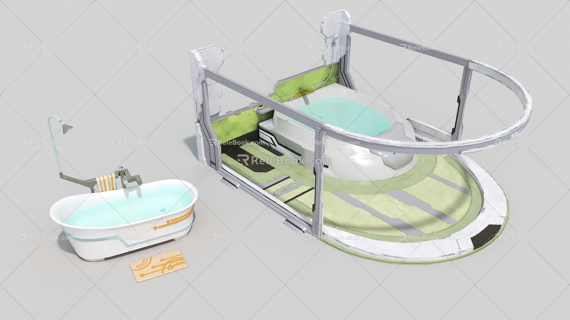 Bathtub Space Bathtub Industrial Hard Surface 3d model