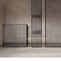 Modern Metal Room Dividers With Grid Pattern Vertical Slats And Geometric Design 3d model