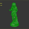 White Marble Statue Of Young Girl Standing With Flower On Base