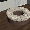 Unique Shaped Sofa Circular Design With Patterned Upholstery In Modern Living Room