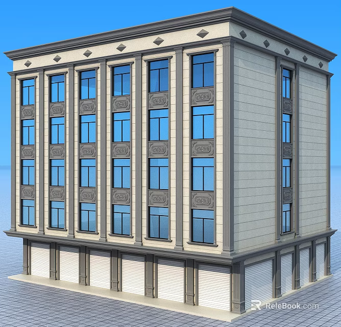 Multi-storey European-style Architecture With Decorative Windows Ornate Facade And Classical Design Elements 3d model