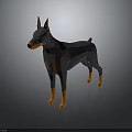 Minimalist Low Poly Doberman Dog Model With Gray Body Brown Legs And Standing Pose