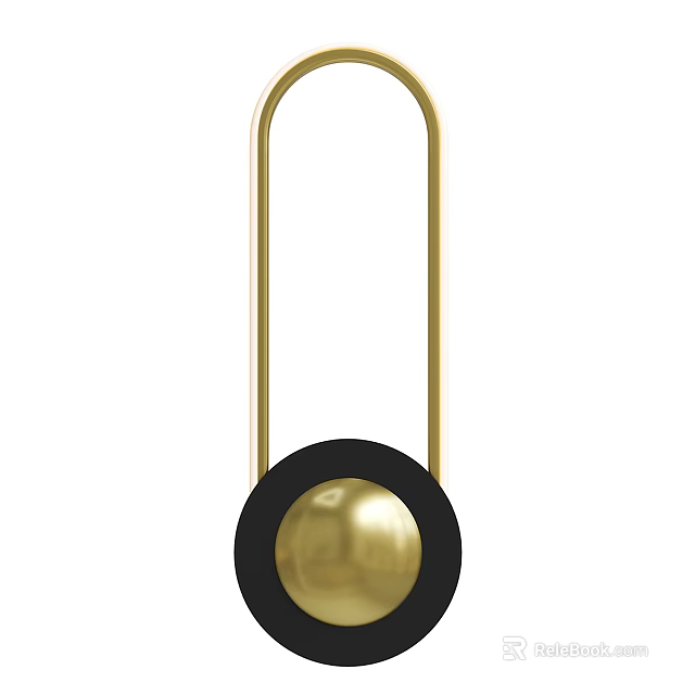 Modern Gold Metal Wall Light With Black Circular Base And Sphere Design 3d model 