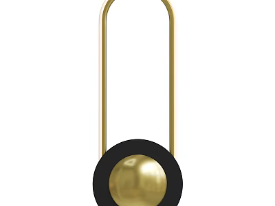 Modern Gold Metal Wall Light With Black Circular Base And Sphere Design 3d model