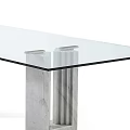 Elegant Modern Dining Table With Transparent Glass Top And Sleek Marble Legs Design