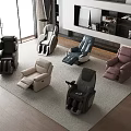 Modern Living Room With Multiple Massage Chairs In Various Colors And Styles