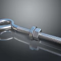 Stainless Steel Bolt With Nut Shiny Metallic Finish On Smooth Black Surface