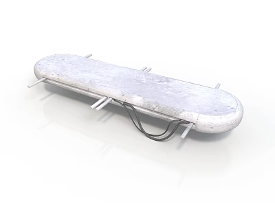 Long Industrial Mechanical Equipment With Gray Surface Metal Frame And Cables 3d model