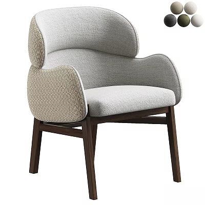 Stylish Single Chair With Unique Backrest Design Soft Upholstery And Solid Wood Legs 3d model