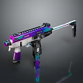 The Modern Tactical Gun with Purple Blue Green Gradient Finish and Sleek Metallic Design