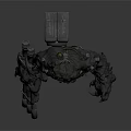 Black Mechanical Organic Monster Character With Muscular Build And Clawed Limbs